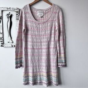 Billabong Beige Chevron Boho Knit Sweater Dress Size L